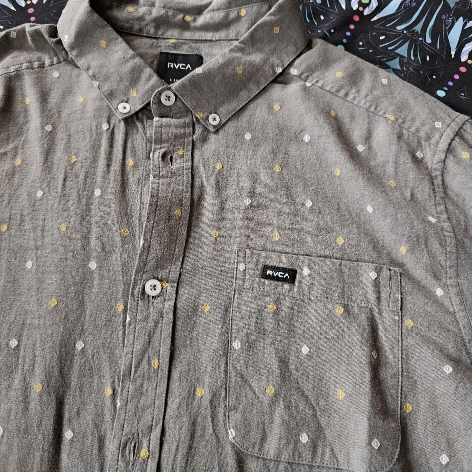 RVCA RVCA Men's Grey Slim Fit Button Down Shirt Size US L / EU 52-54 / 3 - 3 Thumbnail