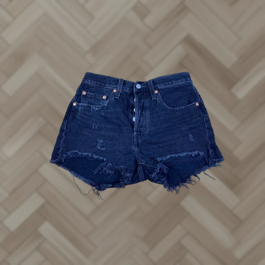 Levi's Levi's Denim Shorts Womens 26 Black Casual Button Fly Raw Hem #9812 Size 26" / US 2 / IT 38 - 1 Thumbnail