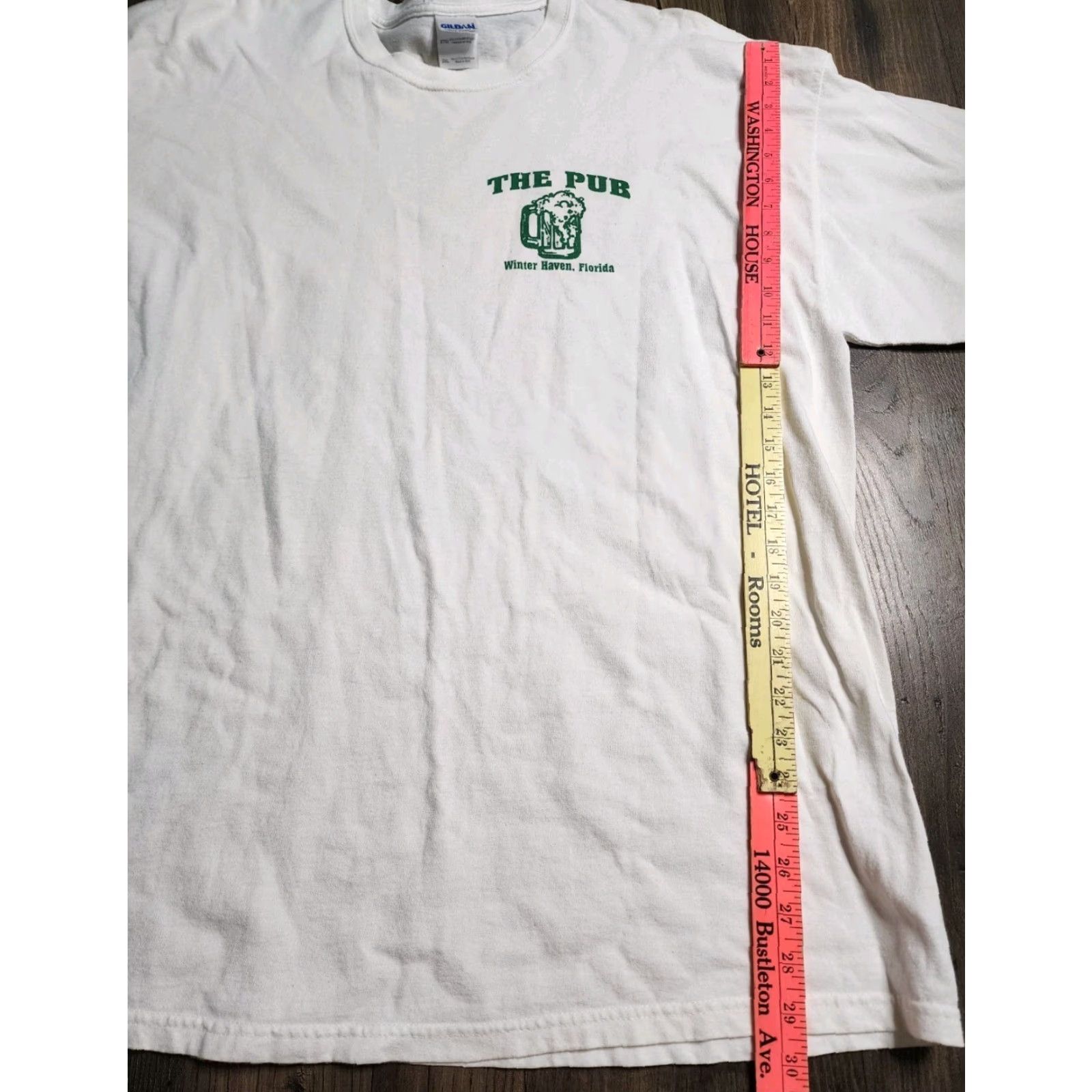 Gildan VINTAGE? No. The Pub Winter Haven FL St Patrick's Day 2010s T-Shirt - Gildan Cotton White 2XL - Short Sleeve Crew Neck - Double-Sided Mens Shirt Size US XXL / EU 58 / 5 - 3 Thumbnail