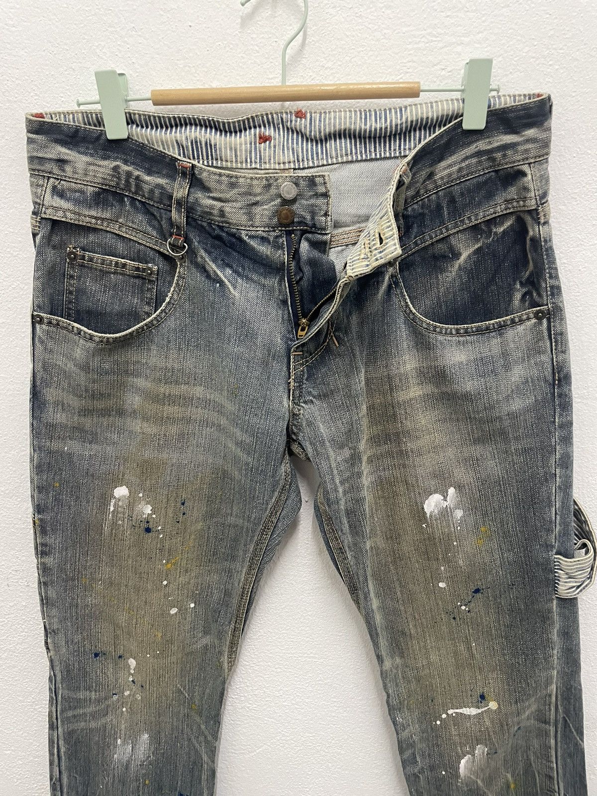 Japanese Brand × PPFM × Seditionaries Offer☄️PPFM carpenters paint splatter buckle back denim jeans Size US 32 / EU 48 - 8 Thumbnail