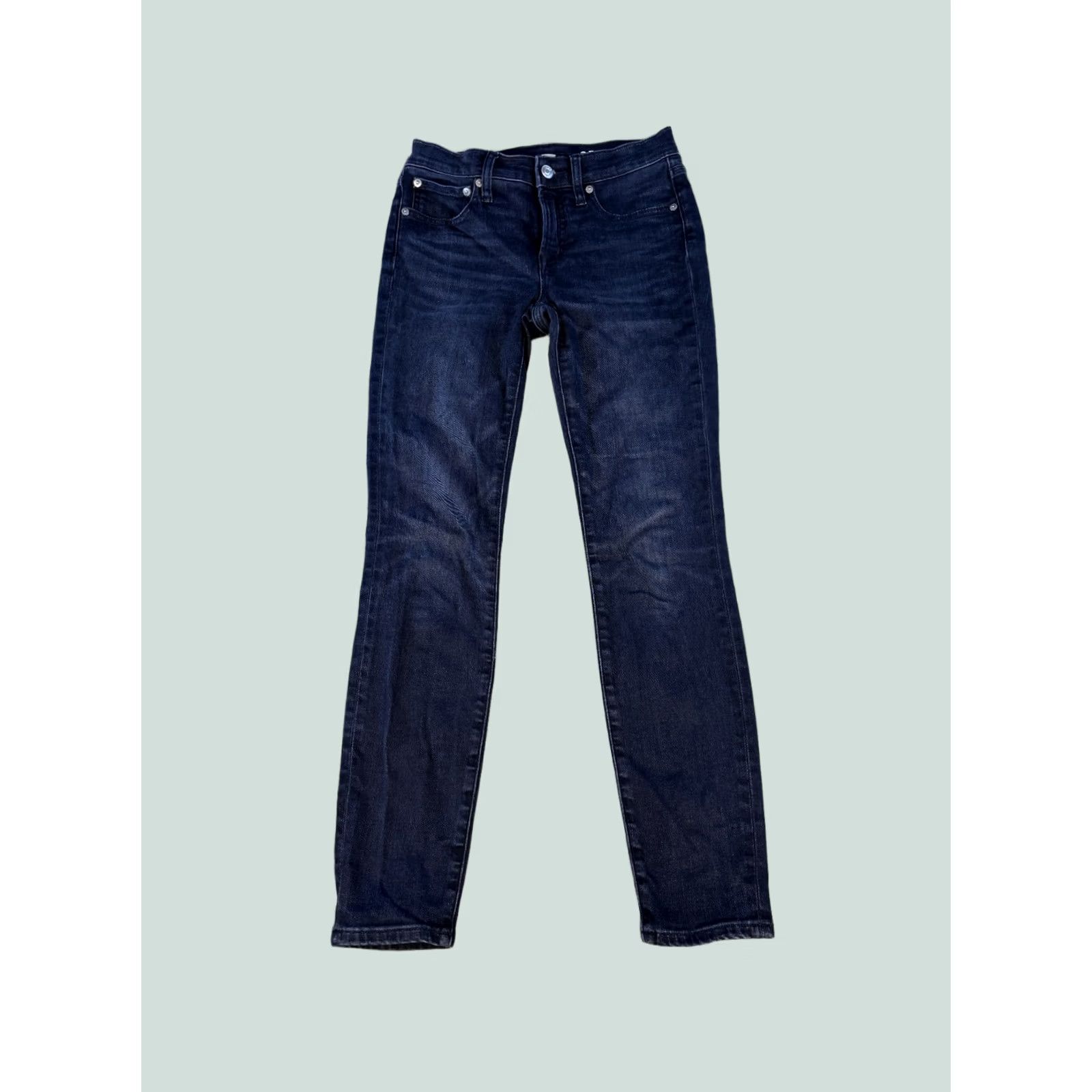 J.Crew J.CREW Women Jeans Skinny Mid Rise 27 x27 Dark Wash Stretch 8" Toothpick D251 Size 42" / US 20 - 1 Thumbnail