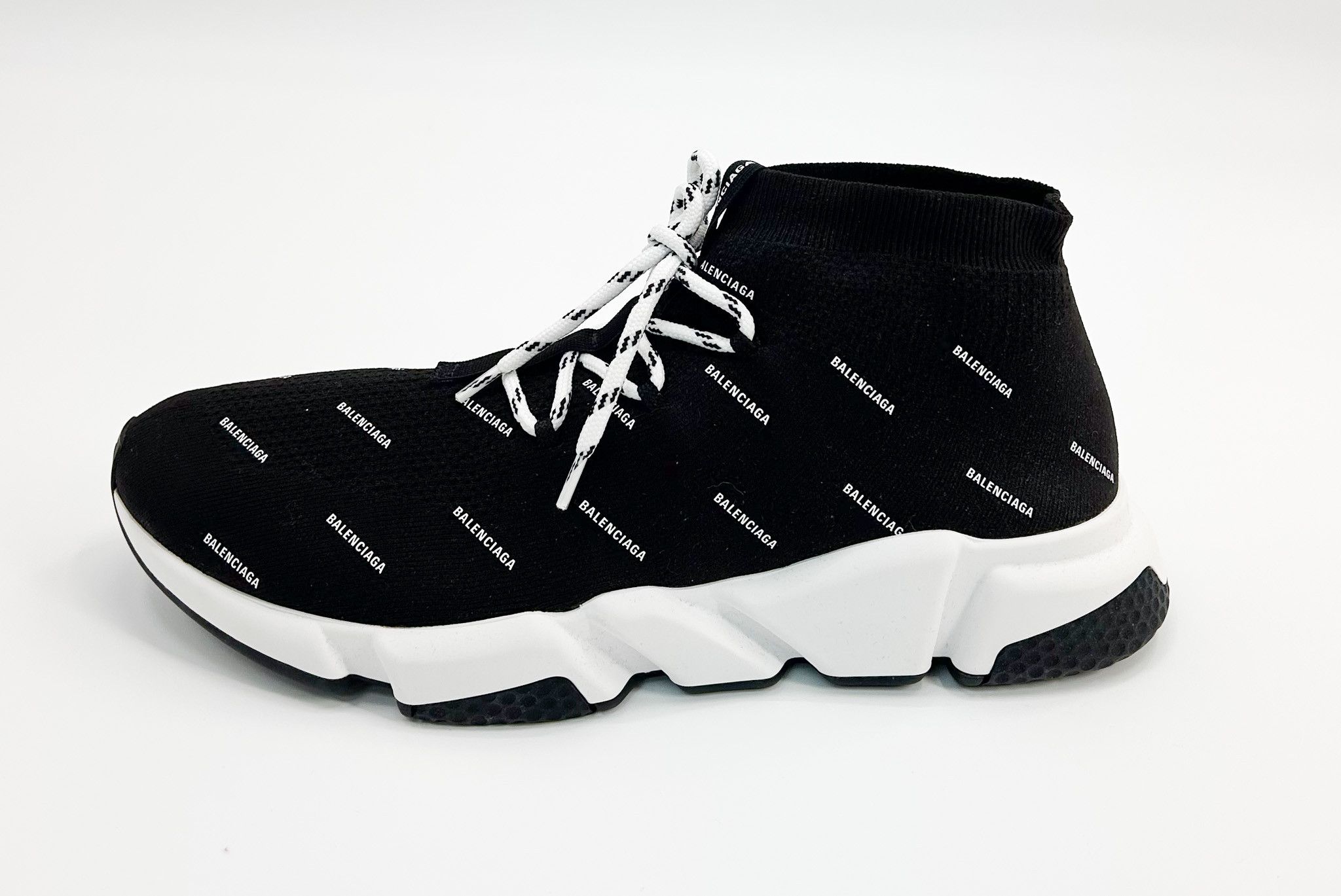 Balenciaga Balenciaga Black Speed All Over Logo Trainer Sneakers Size US 14 / EU 47 - 2 Thumbnail