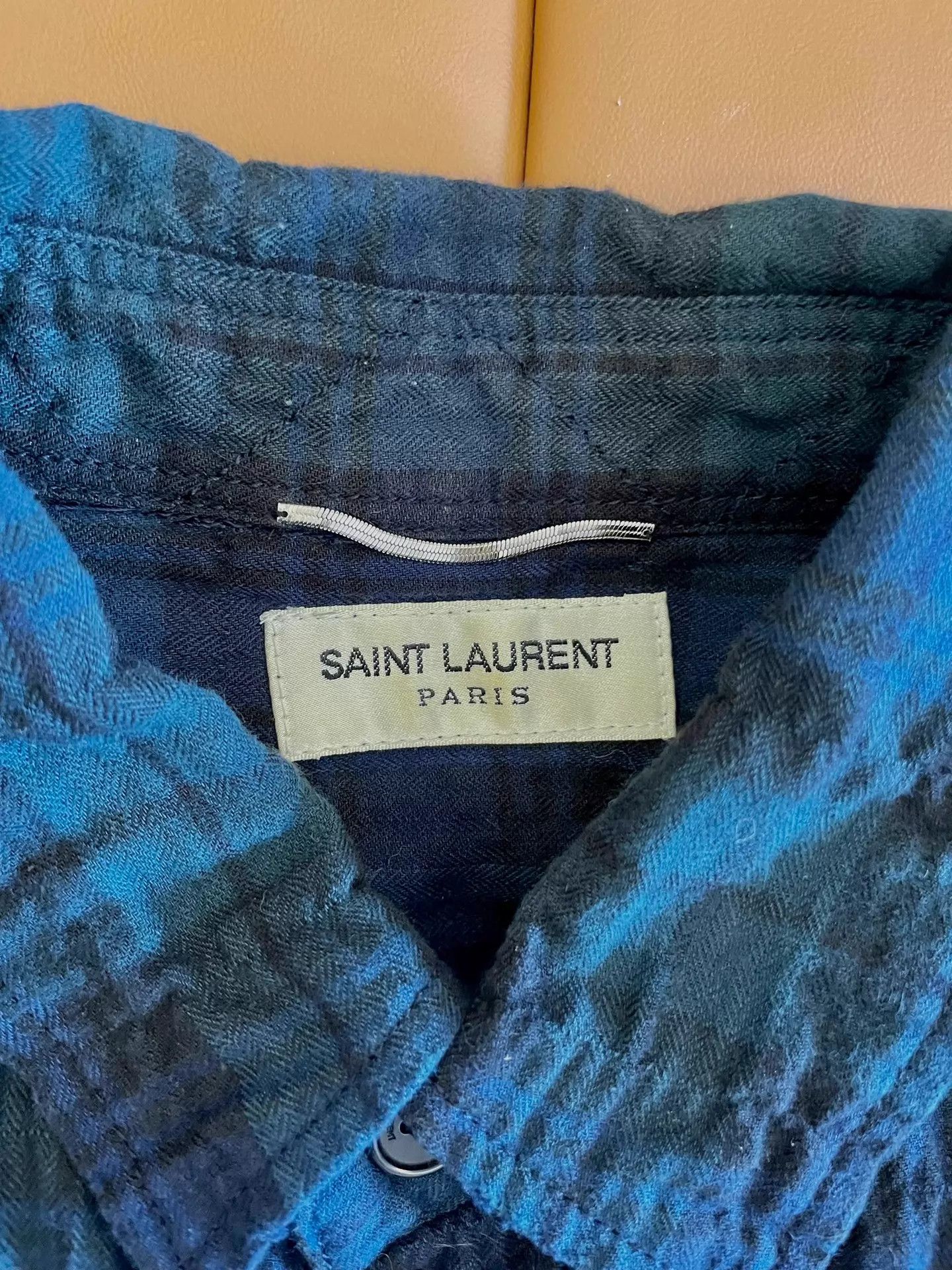 Yves Saint Laurent YSL 16ss red blue tie-dye distressed plaid shirt xs Size US XS / EU 42 / 0 - 3 Thumbnail