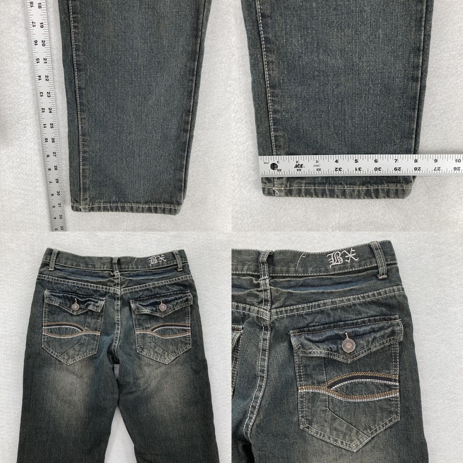Express VINTAGE Brooklyn Xpress Jeans Mens 32x32 Denim Straight Dark Wash Gray Black 70/30 Cotton Polyester Zipper Size US 32 / EU 48 - 8 Thumbnail