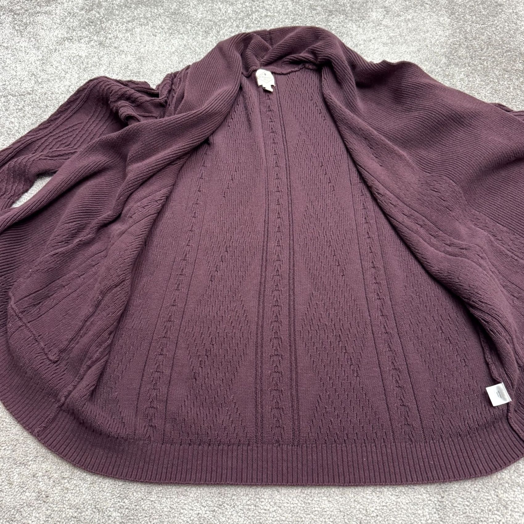 Vintage St. Johns' Bay Cotton Cardigna Sweater Womens XL Deep Purple Cable Knit Shawl Cardigan Knit All Seasons Casual Size XL / US 12-14 / IT 48-50 - 3 Thumbnail
