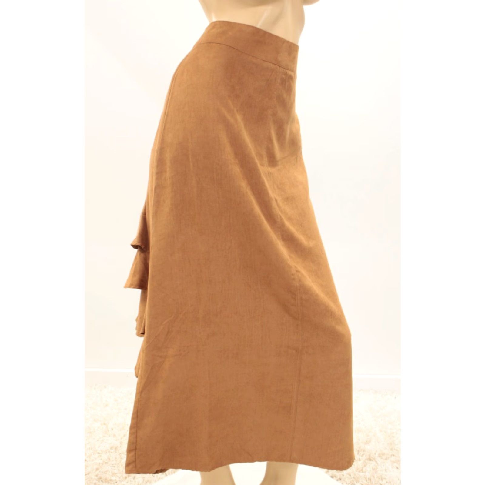 Vintage VINTAGE Metrostyle A-Line Skirt sz 10 Midi Brown Faux Suede Ruffled Bustle Y2K Womens Size 32" / US 10 / IT 46 - 5 Thumbnail