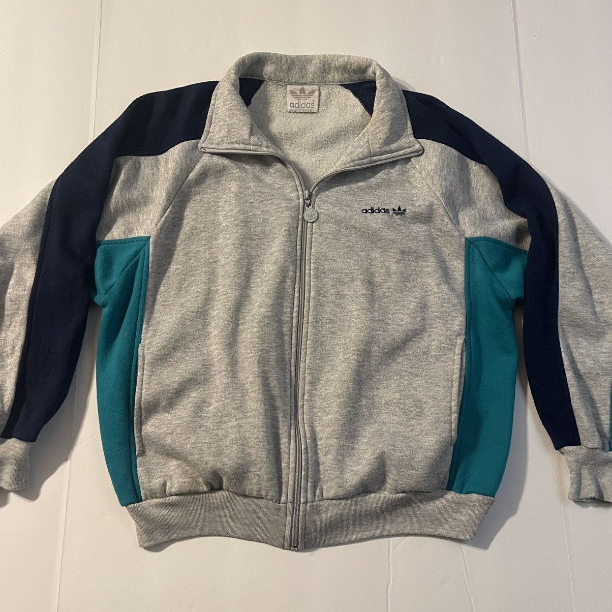 Adidas Vintage adidas Track Jacket Gray/Teal/Navy Trefoil Size US M / EU 48-50 / 2 - 1 Thumbnail