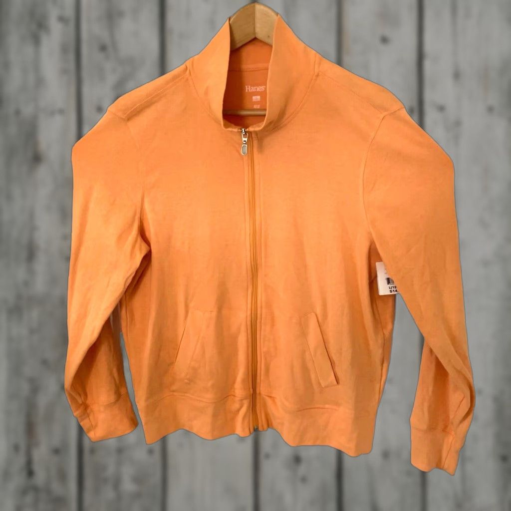 Hanes Hanes Jacket Womens Long-Sleeve Full Zip Jersey Track Orange Size L 12-14 NEW Size L / US 10 / IT 46 - 1 Thumbnail