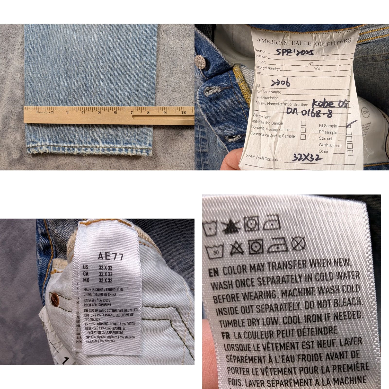 American Eagle Outfitters American Eagle Outfitters Jeans Mens 32x30 Light Blue Wash Button Fly Denim Slim Selvedge 5-Pocket Blue 32 Inseam Mid Rise Straight Regular Mens Jeans Size US 32 / EU 48 - 9 Thumbnail