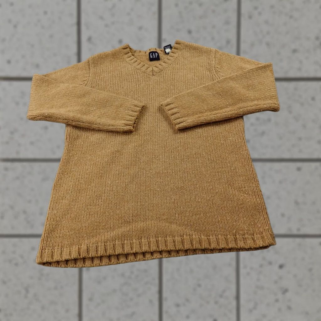 Gap VTG Gap Sweater Womens M Brown Beige Wool Acrylic V-Neck Knit Pullover 90s Y2K Mens? Womens Size M / US 6-8 / IT 42-44 - 1 Thumbnail