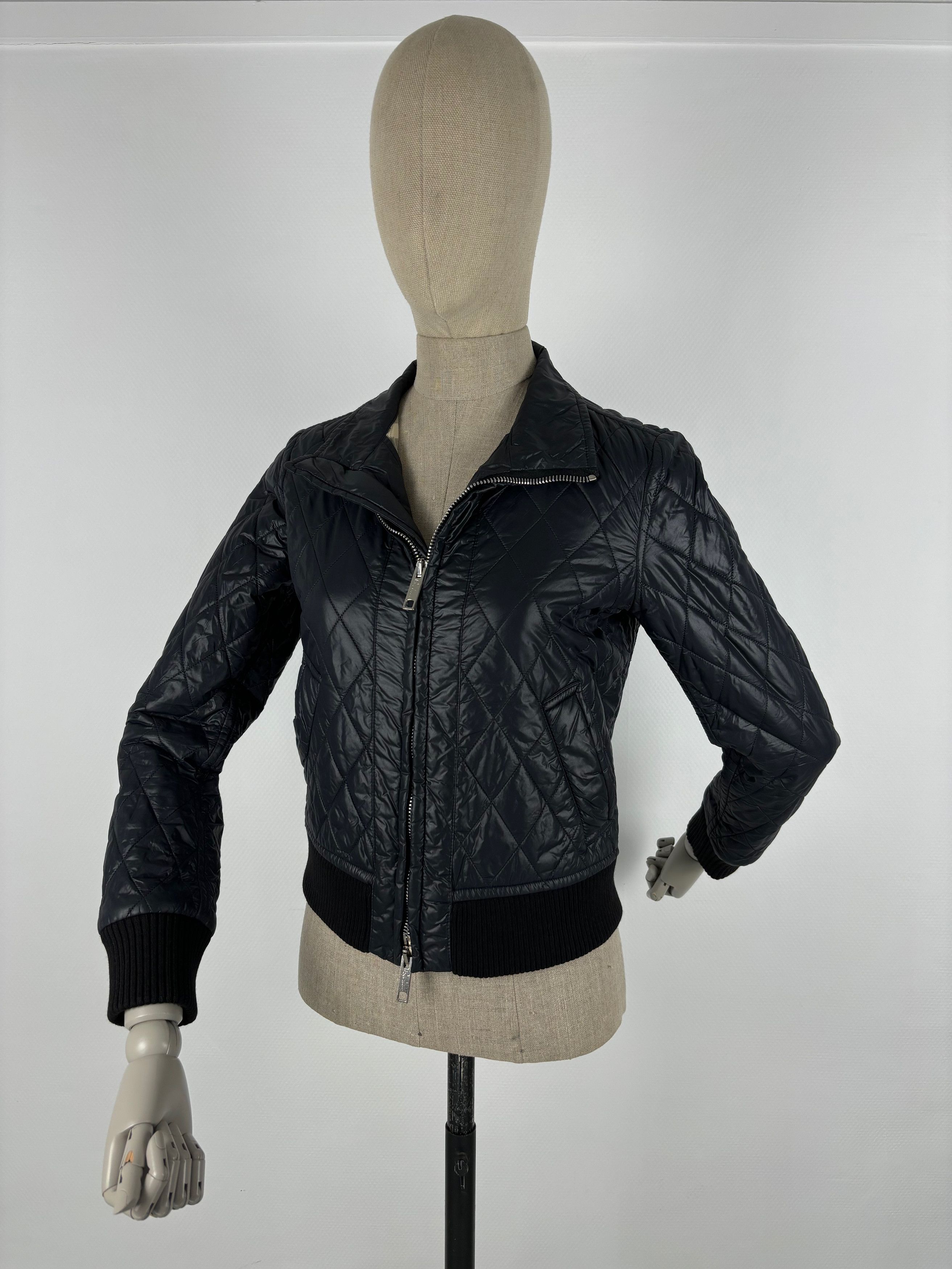 Burberry London Nova Check Biker Ribbed Cuffs Quilted Jacket Full-Zip Bomber Size M / US 6-8 / IT 42-44 - 3 Thumbnail