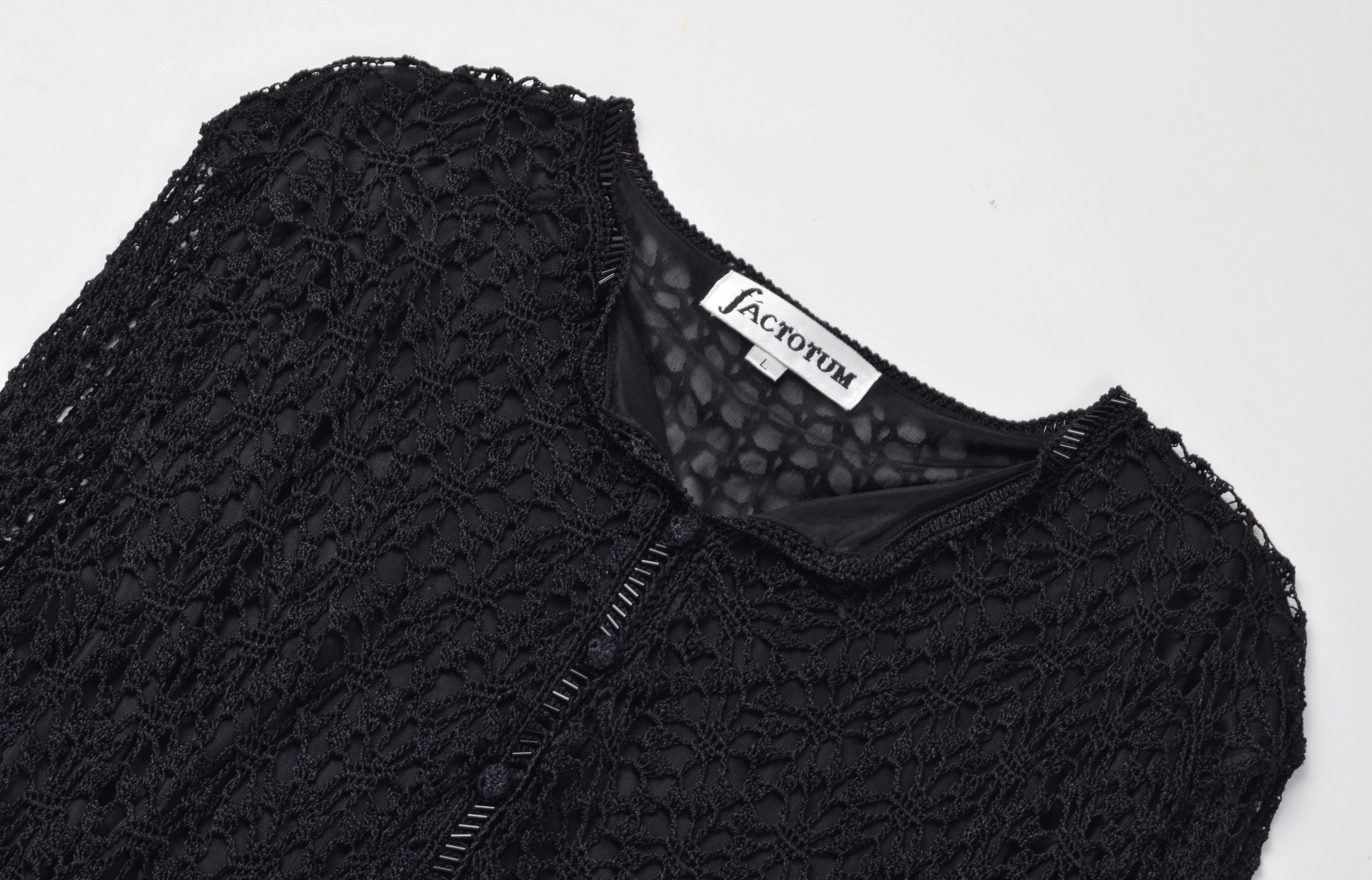 Vintage Factotum Vintage Y2K Grunge Crochet Knit Cardigan Size L / US 10 / IT 46 - 5 Thumbnail