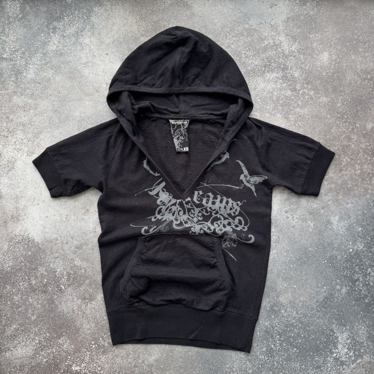 If Six Was Nine Amazing Vintage Affliction Style Y2K Gothic Hooded T-Shirt Size S / US 4 / IT 40 - 1 Thumbnail