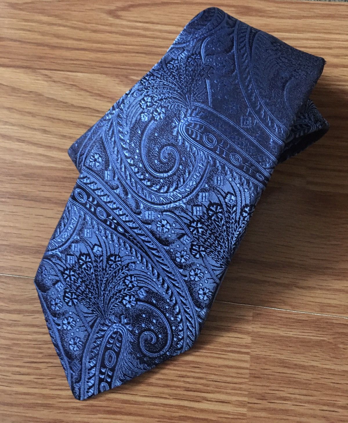 Kiton KITON Embroidered Paisley Blue Silk Mens Tie Size ONE SIZE - 1 Thumbnail