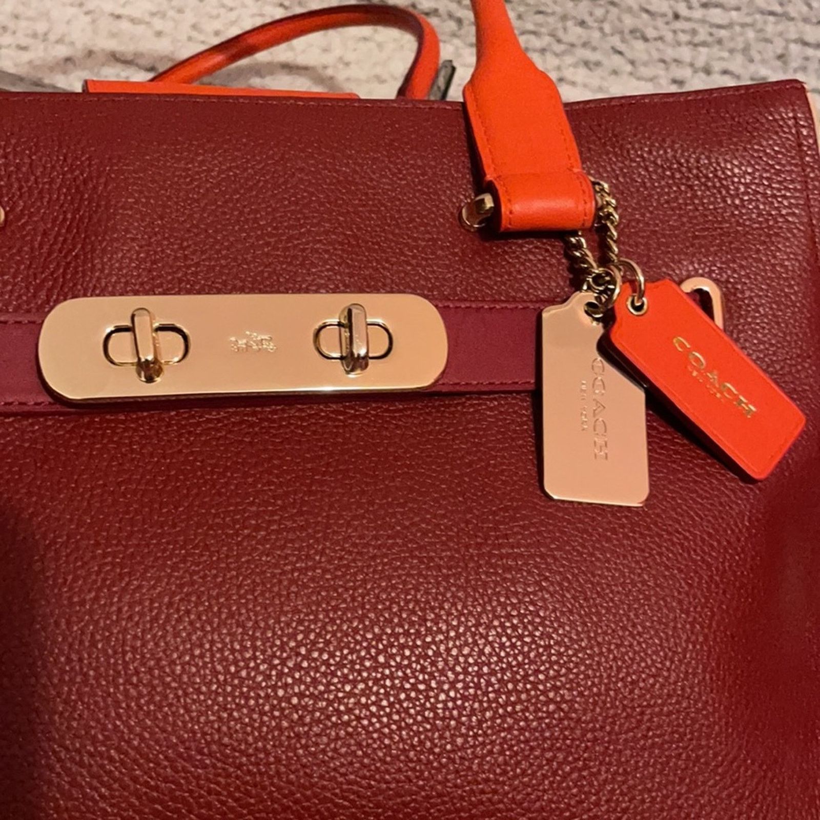 Coach Coach Swagger Carryall Colorblock Pebble Leather Tote Size ONE SIZE - 5 Thumbnail