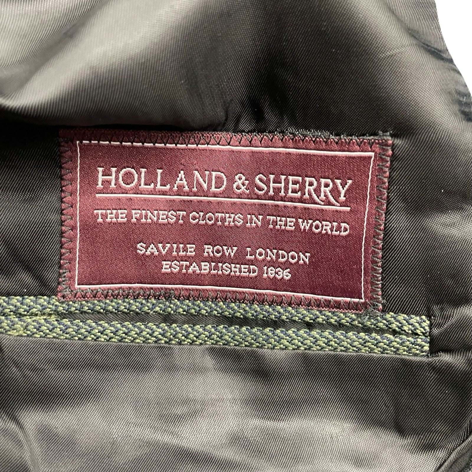Holland & Sherry Holland & Sherry Men's Bespoke 3-Button Blazer Green Iridesc Size 44L - 5 Thumbnail