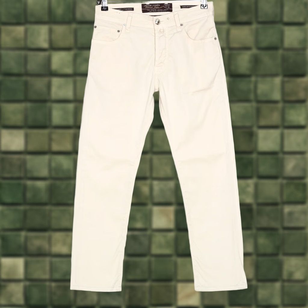 Jacob Cohen JACOB COHEN J668 Comfort Stretch Trousers Men W31 L28 Ivory 5-Pocket Design Slim Casual DZ6480 Size US 31 - 1 Thumbnail