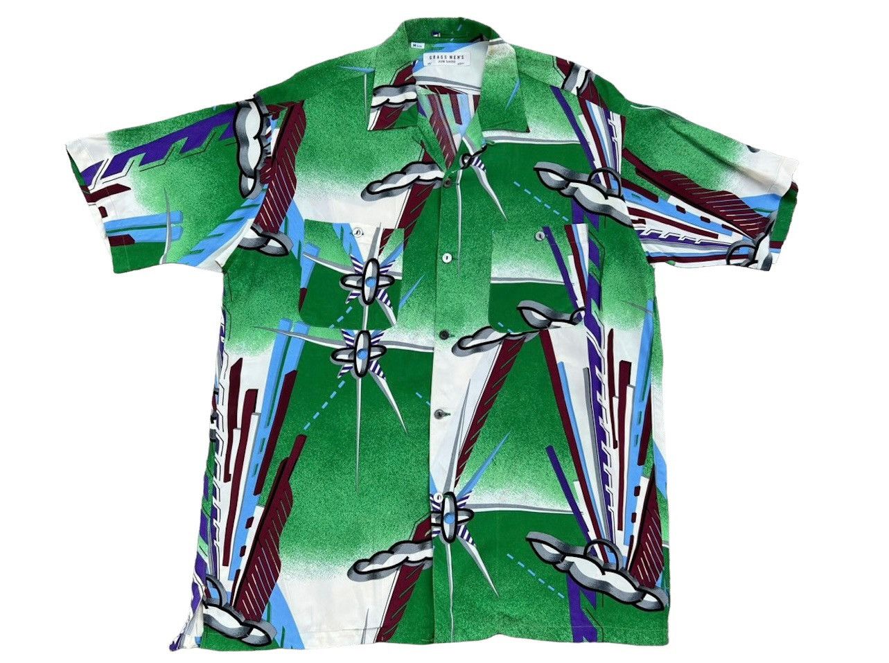 Vintage Vintage 90s Jun Saito Grass Men 100% Rayon Hawaiian Shirt Size US L / EU 52-54 / 3 - 1 Thumbnail