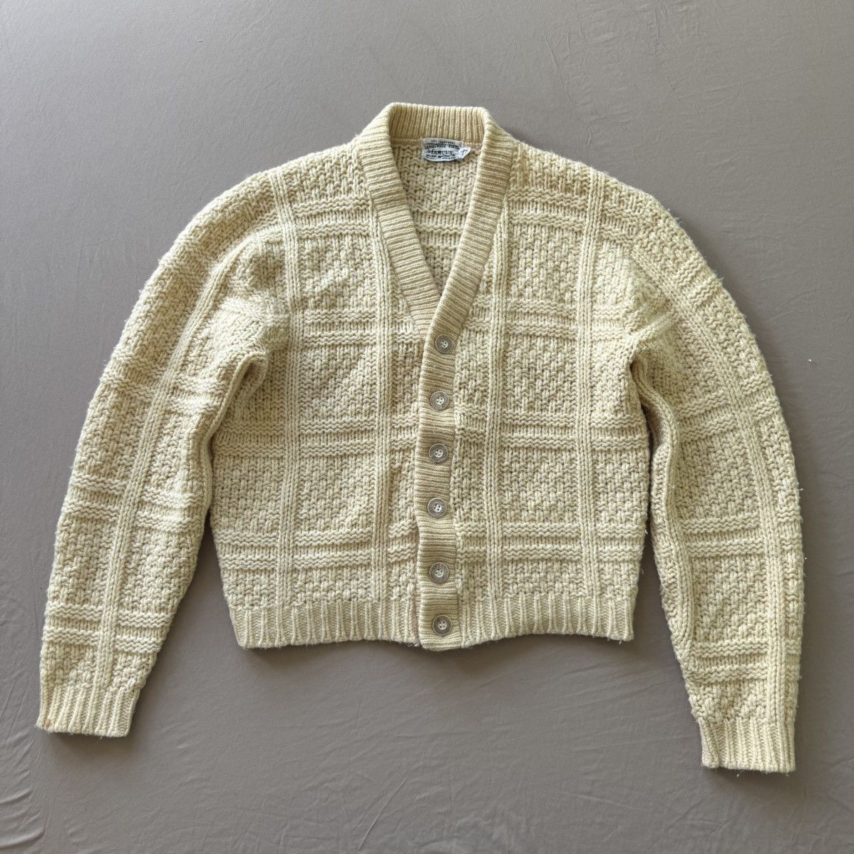 Other Vintage 60s Campus Wool Chunky Knit Cardigan Sweater Size L / US 10 / IT 46 - 1 Thumbnail