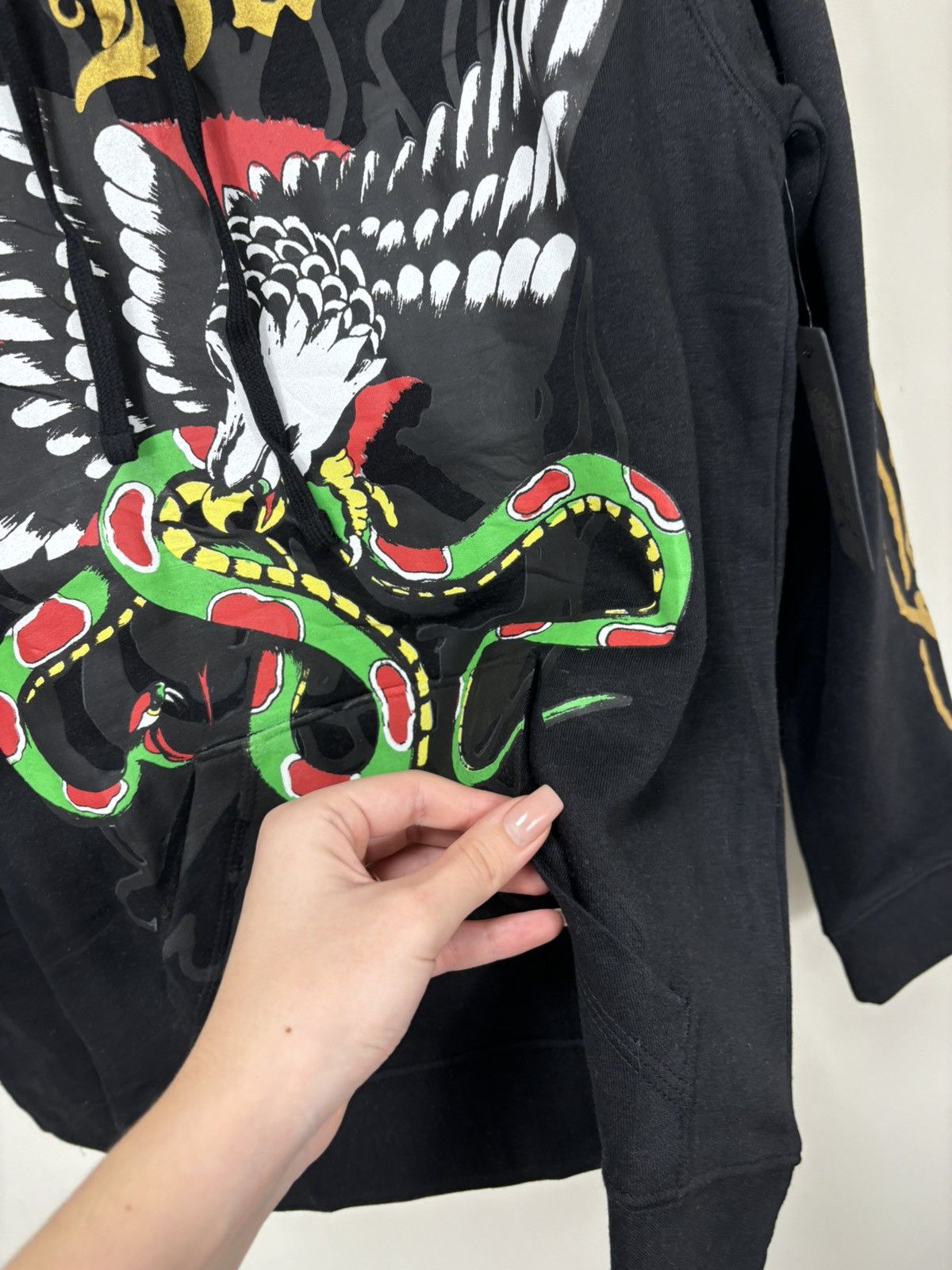 Christian Audigier Ed Hardy Big Snake Logo Y2K Hype NEW Black Hoodie Size US S / EU 44-46 / 1 - 12 Thumbnail
