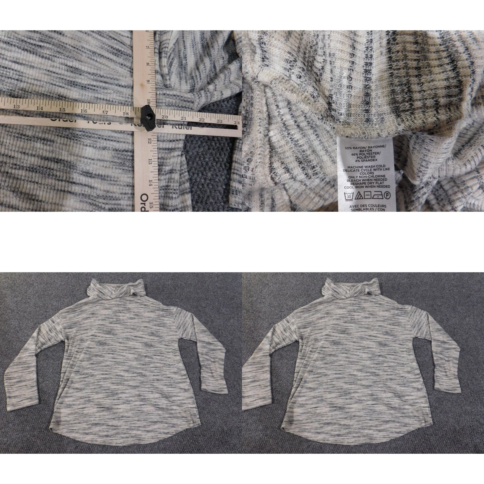 Loft LOFT Sweater XL Gray Pullover Knit Turtleneck Geometric Rib Knit Womens Stretch Size XL / US 12-14 / IT 48-50 - 8 Thumbnail