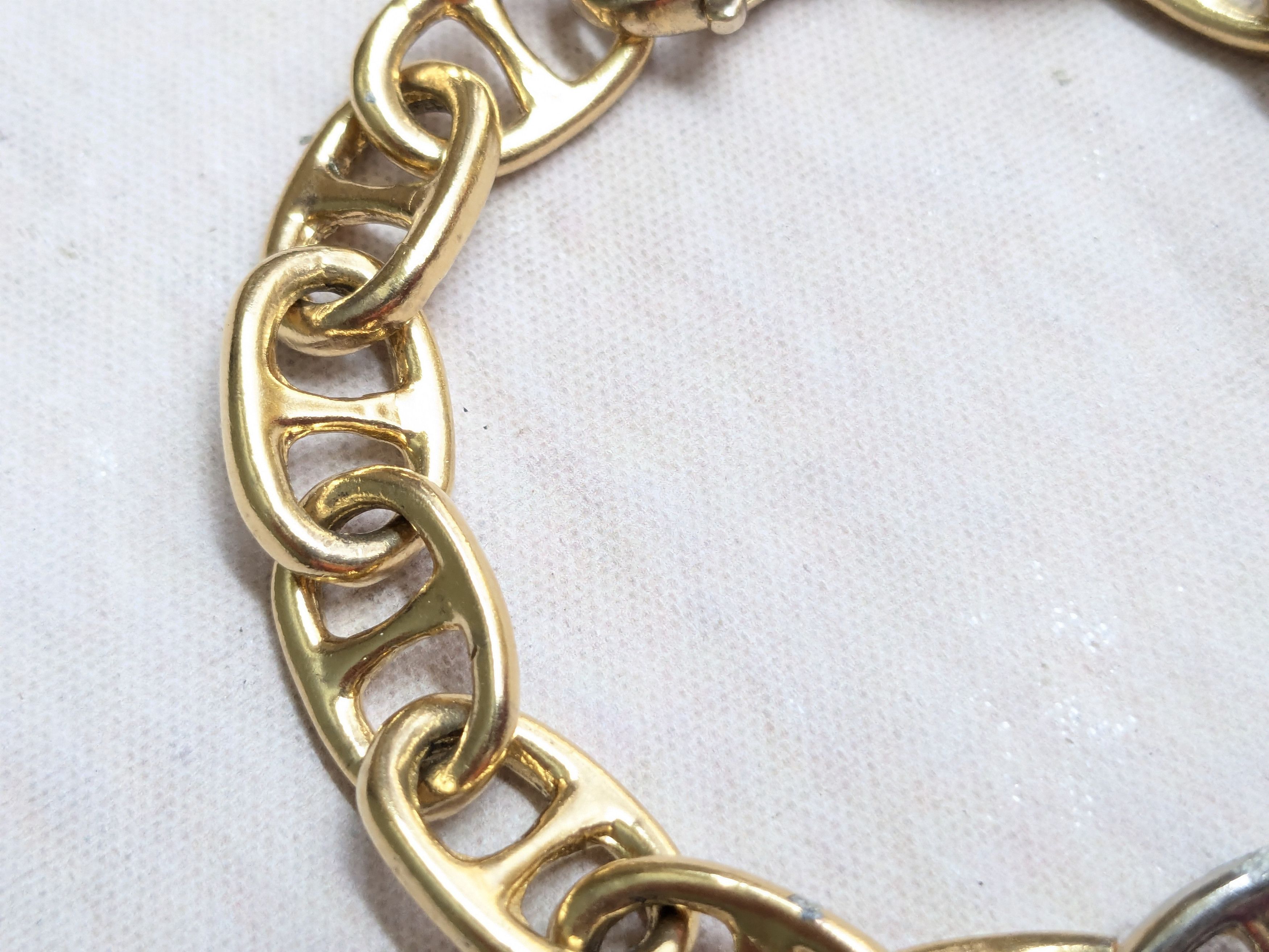 Jewelry Vintage Sterling Silver Bracelet Anchor Mariner Gold 7.25 Size ONE SIZE - 7 Thumbnail