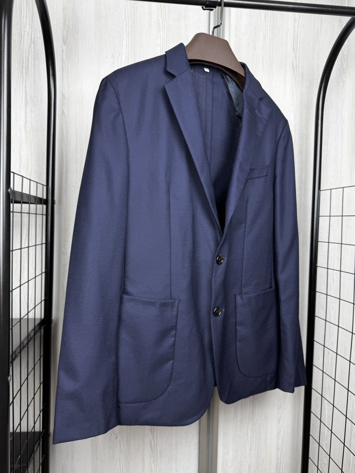 Hardy Amies Hardy Amies Navy Patterned Pure Wool Mens Blazer Heddon Fit Size 40R - 5 Thumbnail