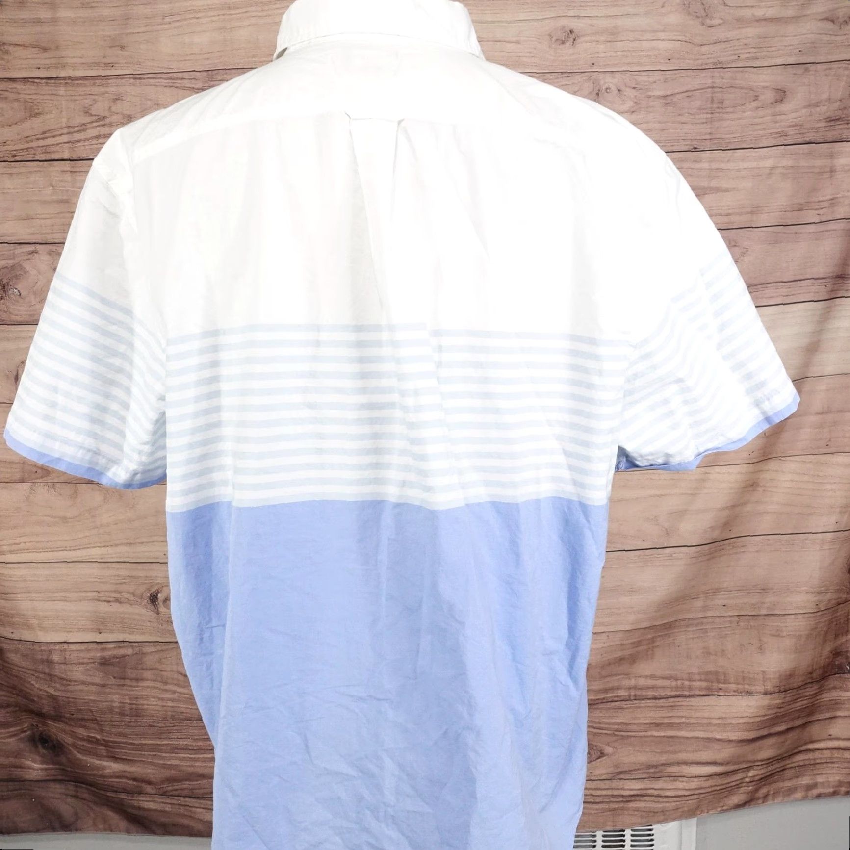 Lands' End Lands' End Shirt Mens 2XL White Blue Stripe Colorblock Short Sleeve Button-Down Pocket Size US XXL / EU 58 / 5 - 4 Thumbnail