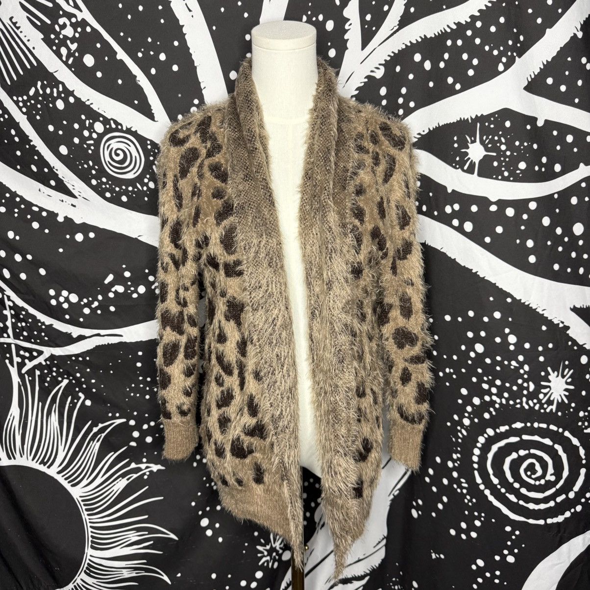 Other Oliver By Escio Leopard Sweater Brown Eyelash Duster Cardiga Size S / US 4 / IT 40 - 1 Thumbnail