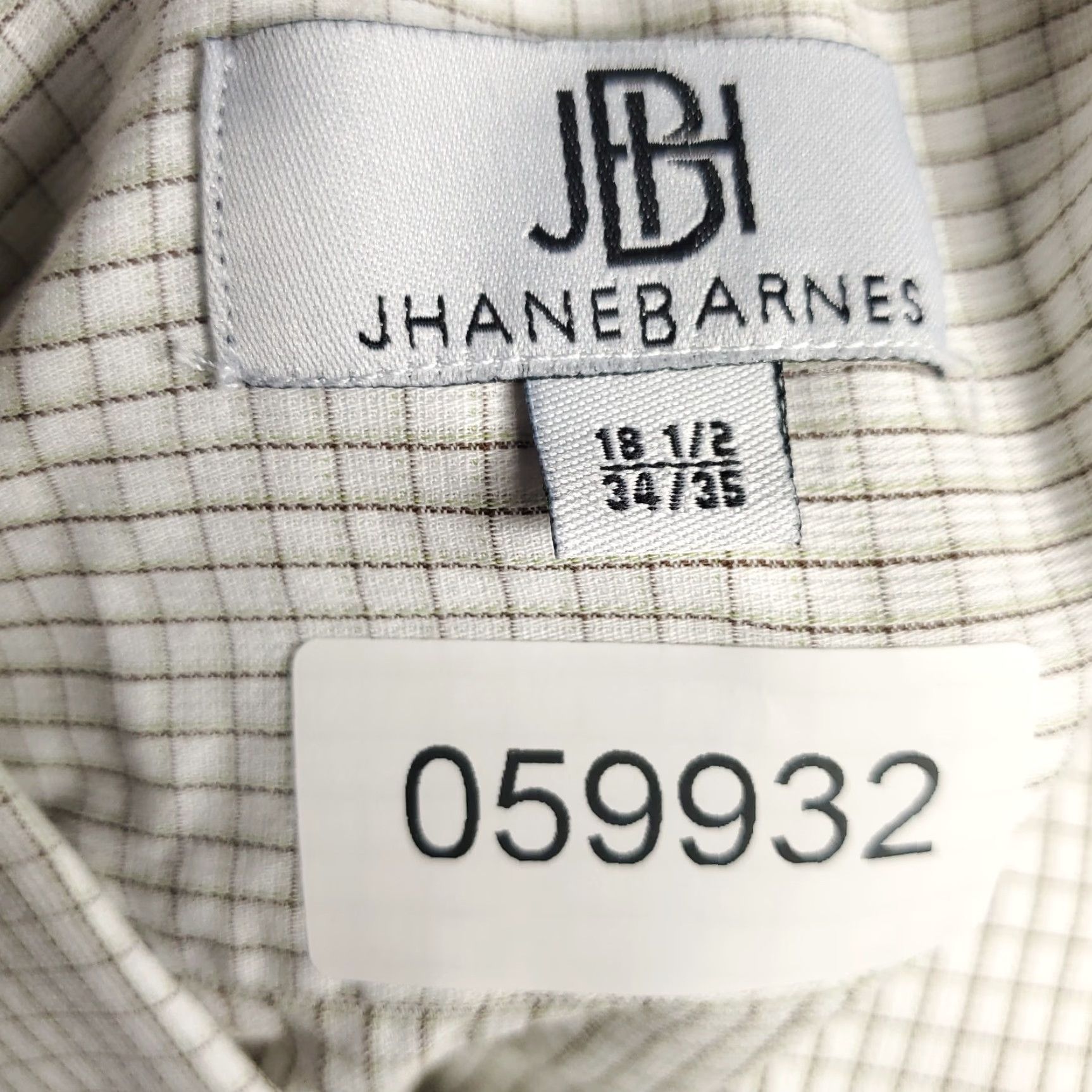 Vintage Jhane Barnes Dress Shirt Mens 18.5 Beige Check Long Sleeve Button Up Size 48R - 7 Thumbnail
