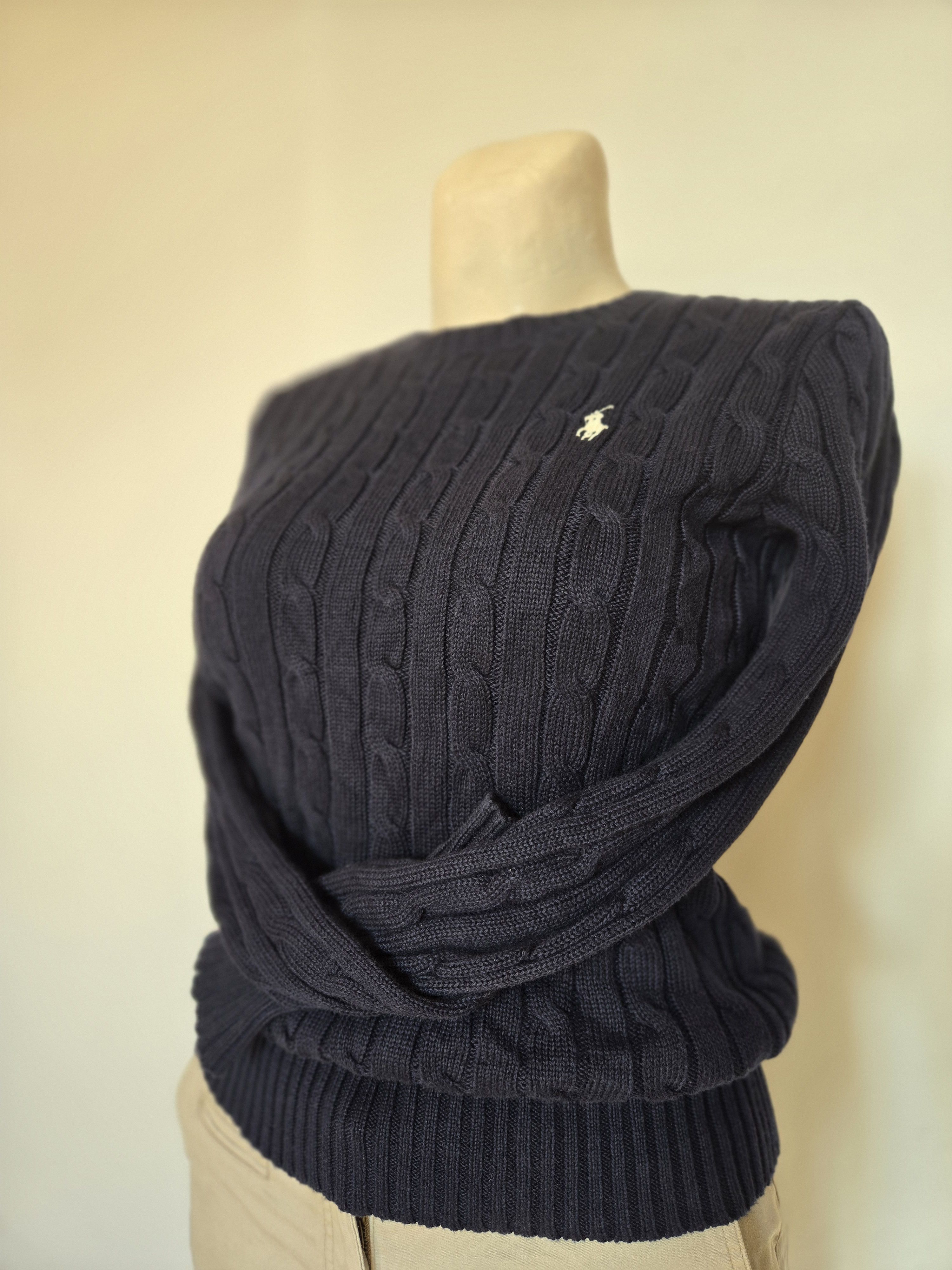 Ralph Lauren POLO RALPH LAUREN | Navy Blue Cable Knit Sweater XS Size XS / US 0-2 / IT 36-38 - 3 Thumbnail