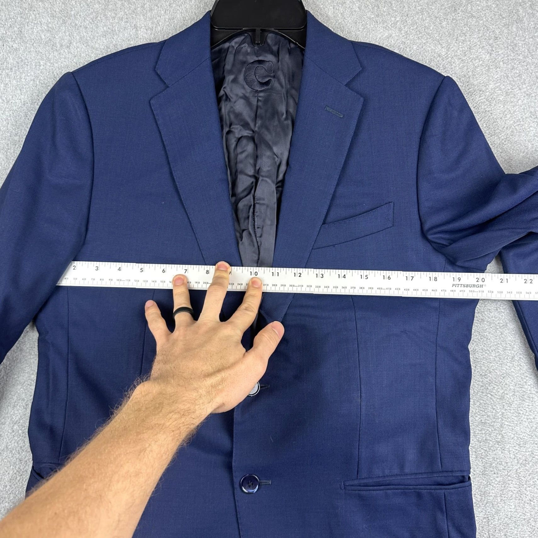 Caruso Caruso Suit Jacket Mens 40R Wool Blue Notch Two-Button Single-Breasted Italy READ Size 40R - 4 Thumbnail