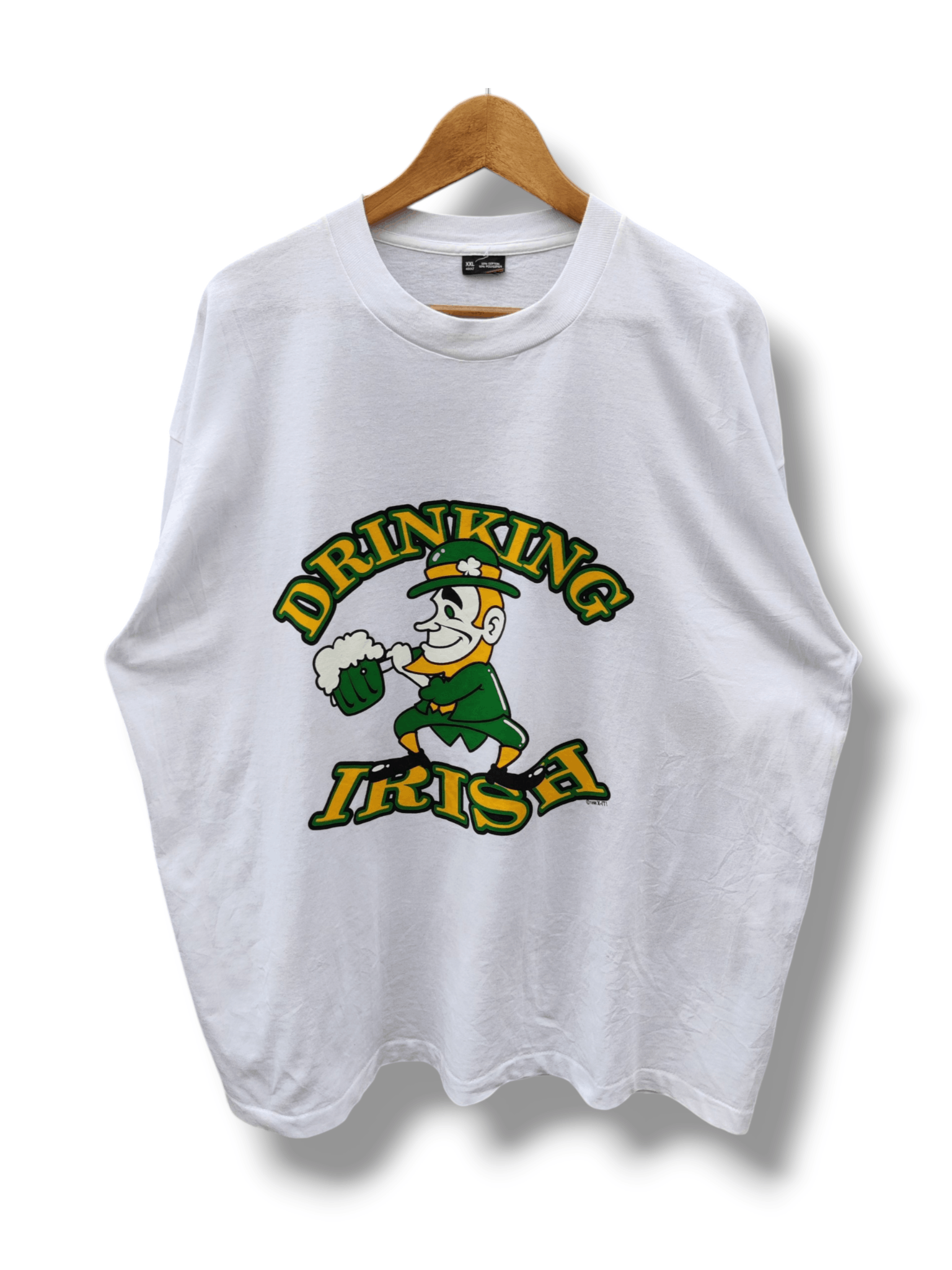 Vintage 🔥Best Offer🔥 Vintage 90's Drinking Irish Big Logo Shirt Size US XXL / EU 58 / 5 - 1 Thumbnail