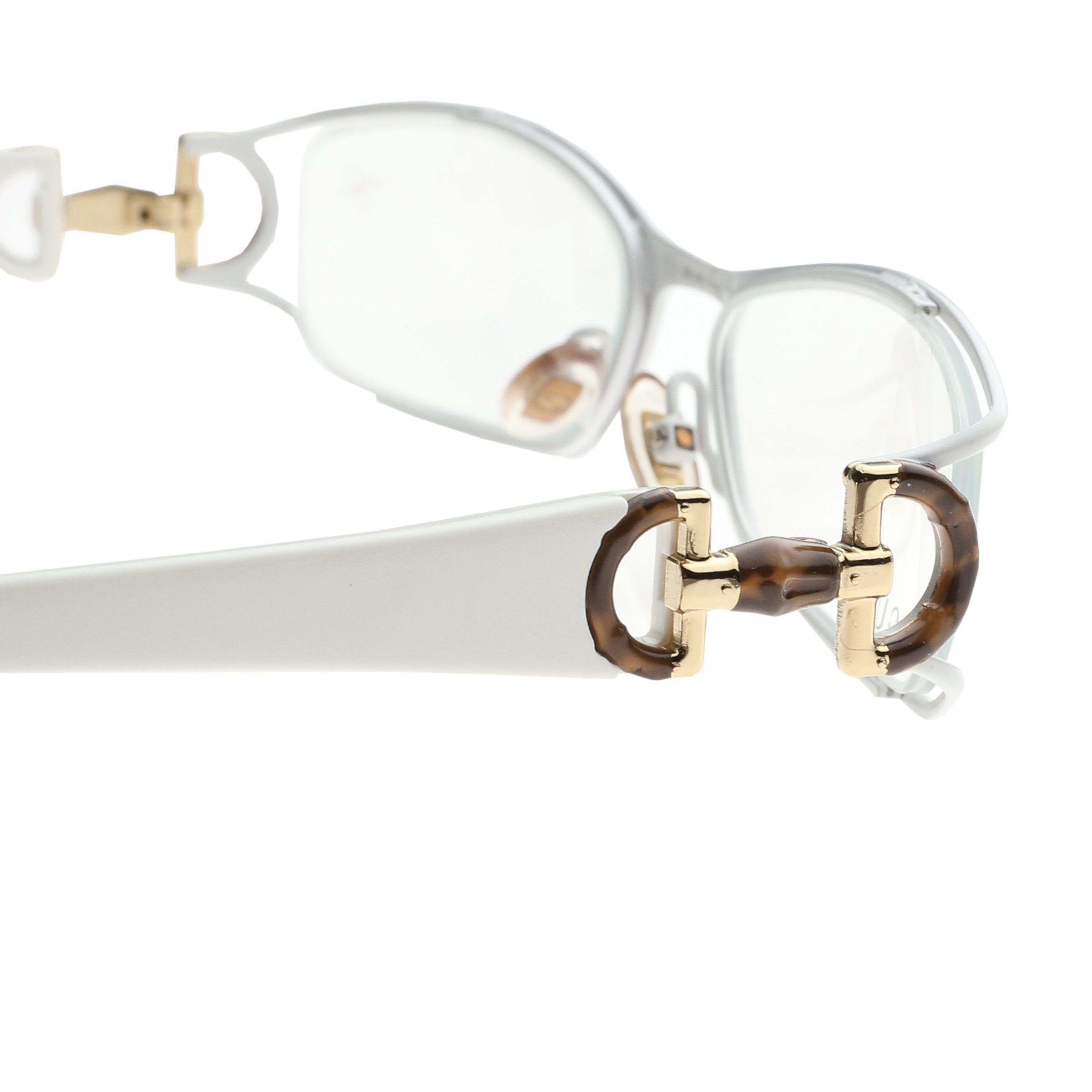 Gucci '00s White Wooden Horsebit Flat Glasses