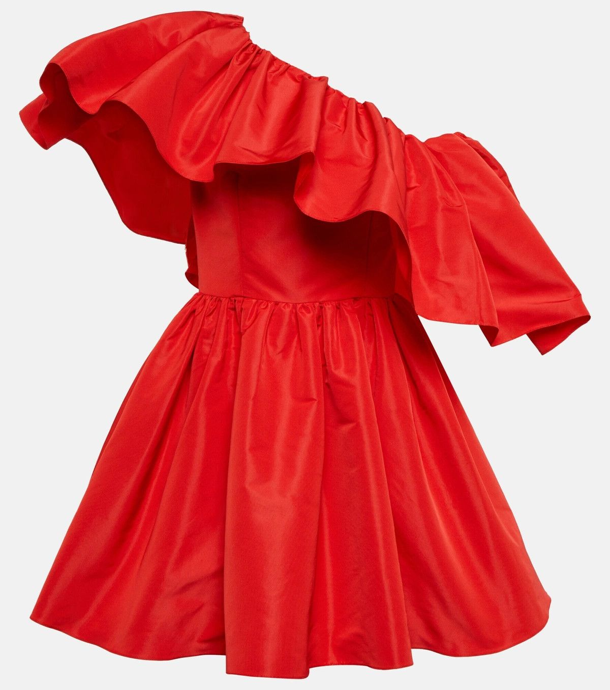 Alexander McQueen o1y0325 One-Shoulder Mini Dress in Red Size M / US 6-8 / IT 42-44 - 1 Thumbnail