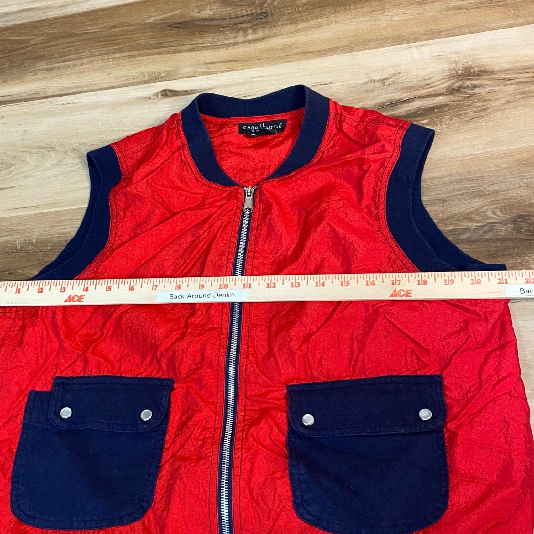 Vintage VINTAGE Carole Little Sport Vest Bomber Women's XL Red Navy Blue Zip Pockets Nylon Lightweight USA Made Size XL / US 12-14 / IT 48-50 - 4 Thumbnail