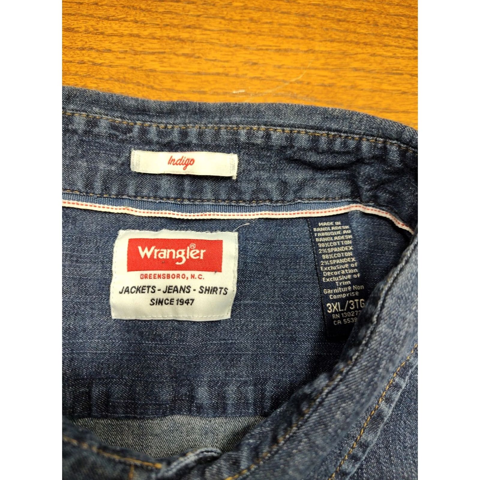 Wrangler VINTAGE Wrangler Shirt Mens 3XL Blue Denim Western Pearl Snap Long Sleeve Shirt Size US XXL / EU 58 / 5 - 4 Thumbnail