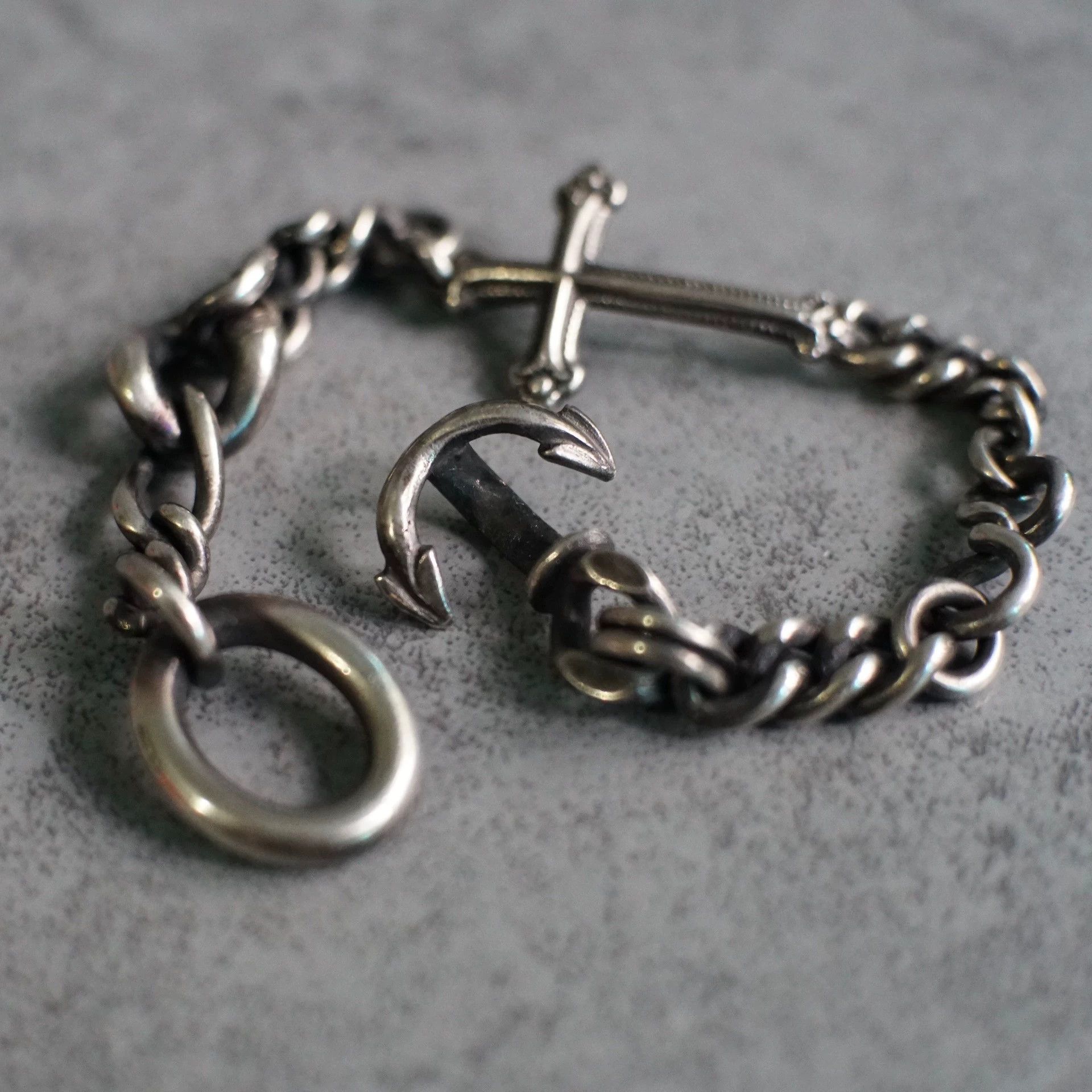 Werkstatt Munchen Werkstatt Munchen M2651 Cross & Anchor Silver Bracelet XS+M Size ONE SIZE - 4 Thumbnail