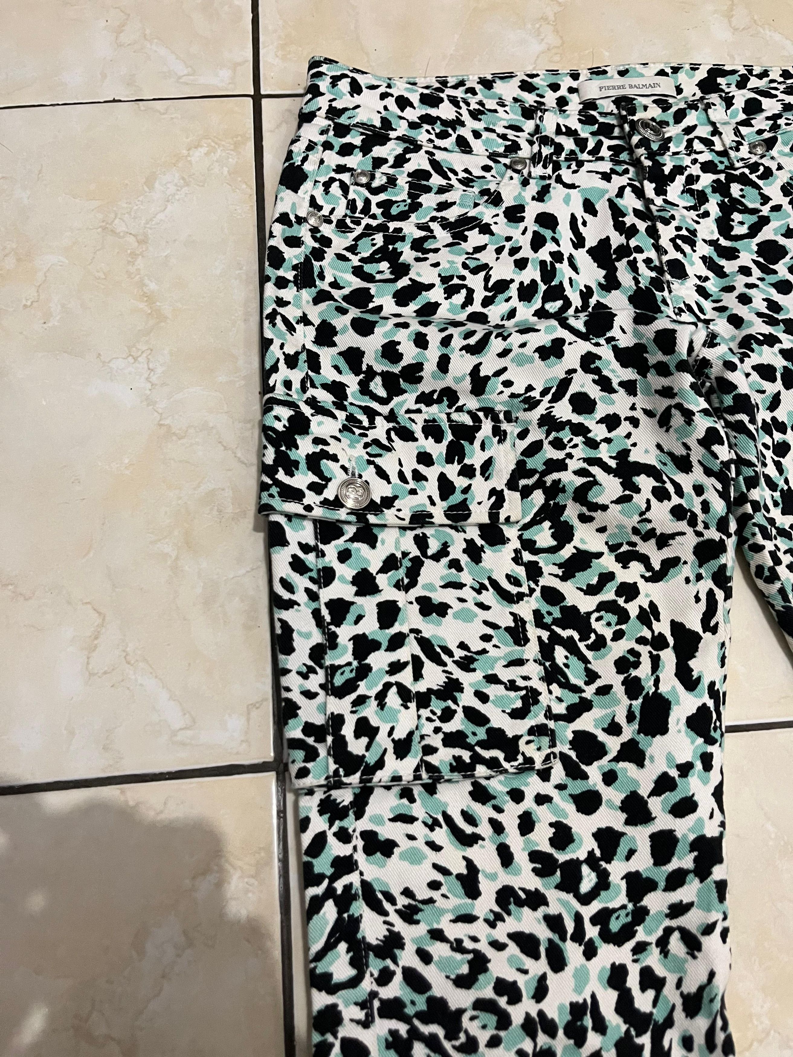 Pierre Balmain 🔥 PIERRE BALMAIN LEOPARD PRINT CARGO DENIM PANTS SKINNY FIT Size 30" / US 8 / IT 44 - 9 Thumbnail