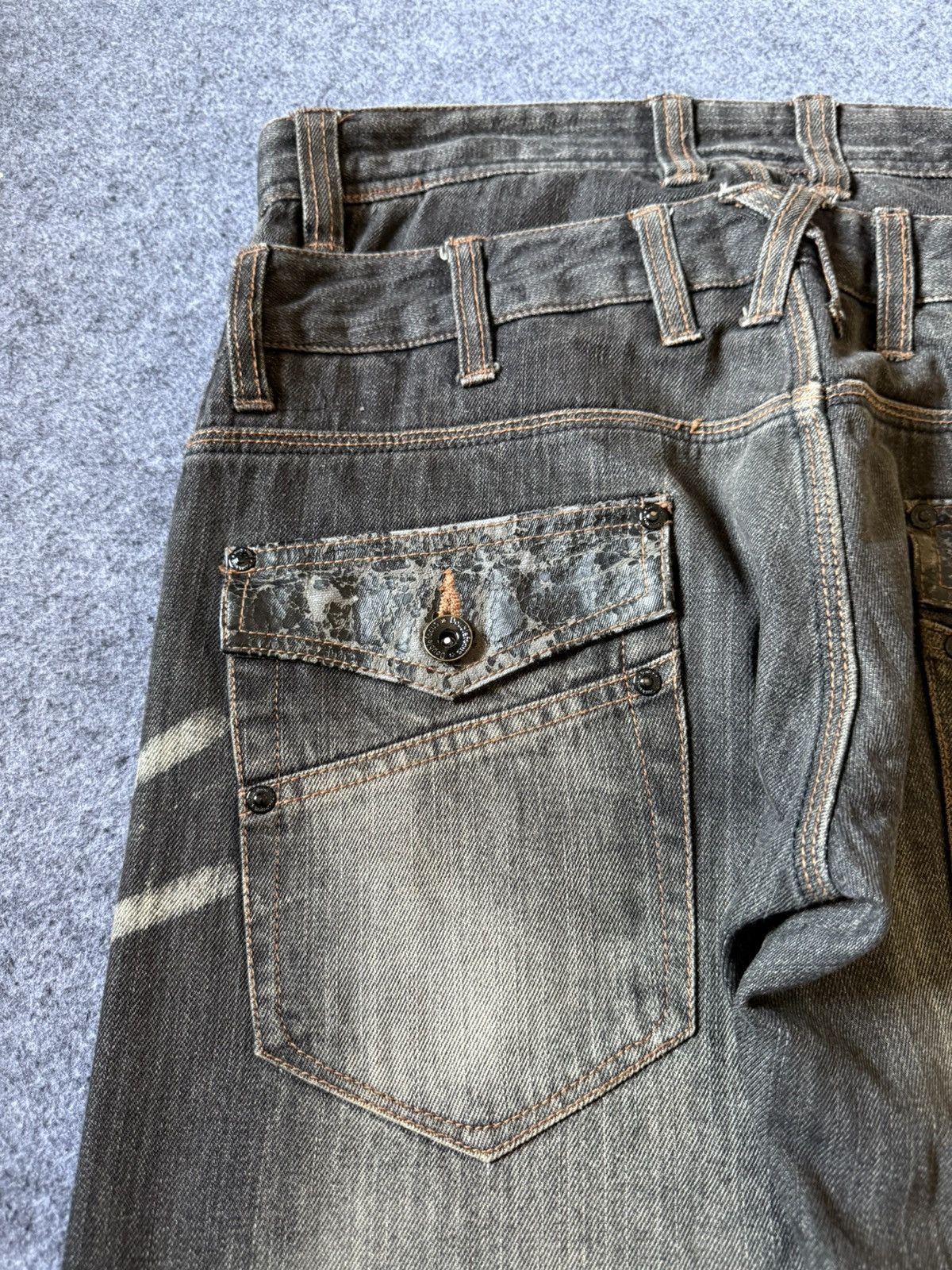 If Six Was Nine Double Focus Japan Asymmetrical Double Waist Flared Jeans Size US 30 / EU 46 - 17 Thumbnail