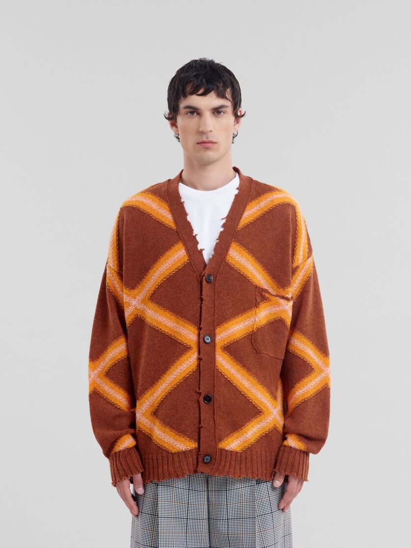 Marni o1w1db11125 Broken Wool Cardigan in Brown Size US L / EU 52-54 / 3 - 3 Thumbnail