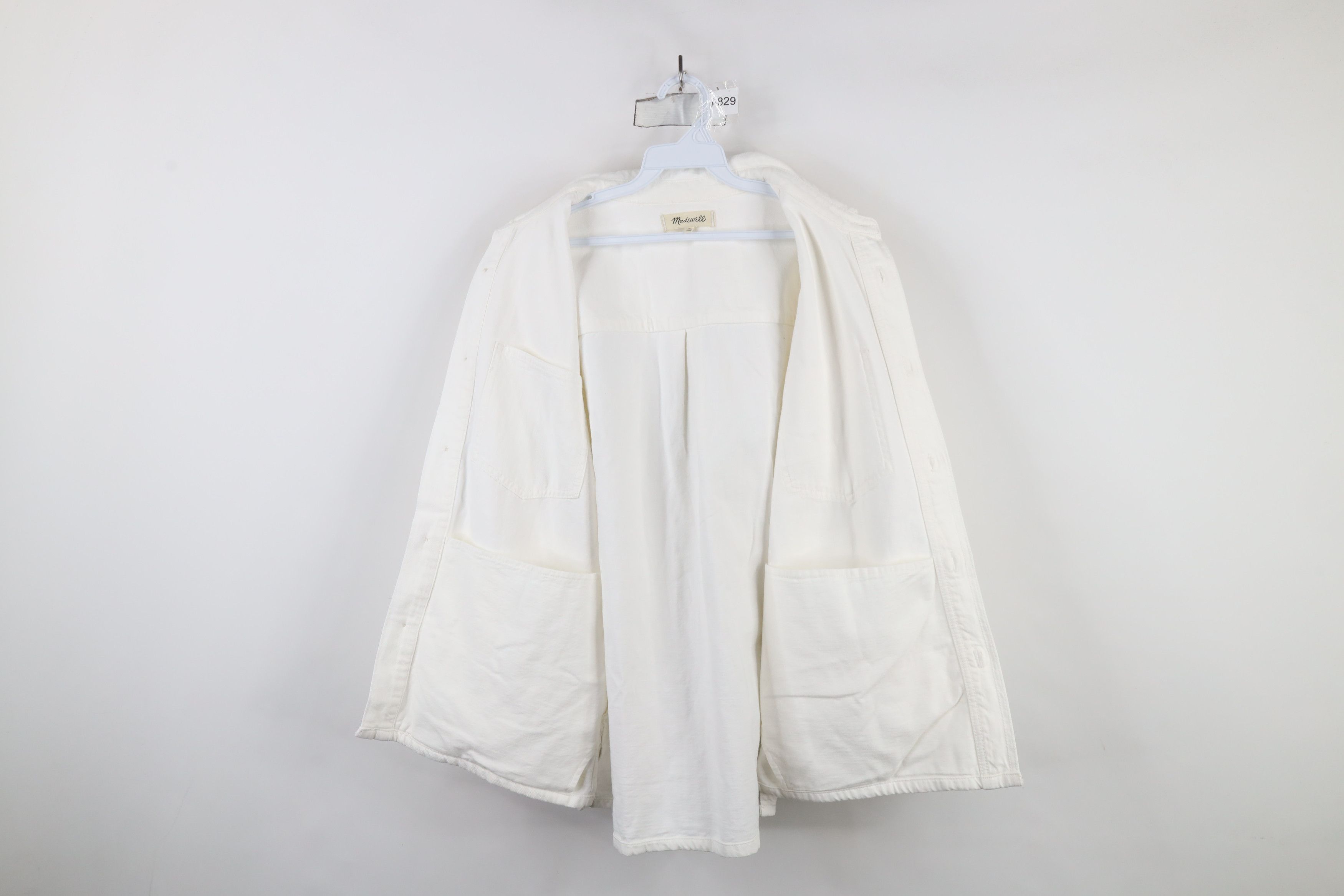 Madewell × Vintage Madewell Oversized Denim Button Chore Jacket White Cotton Size M / US 6-8 / IT 42-44 - 8 Thumbnail