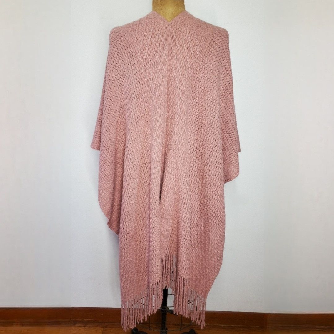 Other Roffe Accessories 56x38" Wrap Blanket Shawl Mauve Pink Knit Size ONE SIZE - 4 Thumbnail