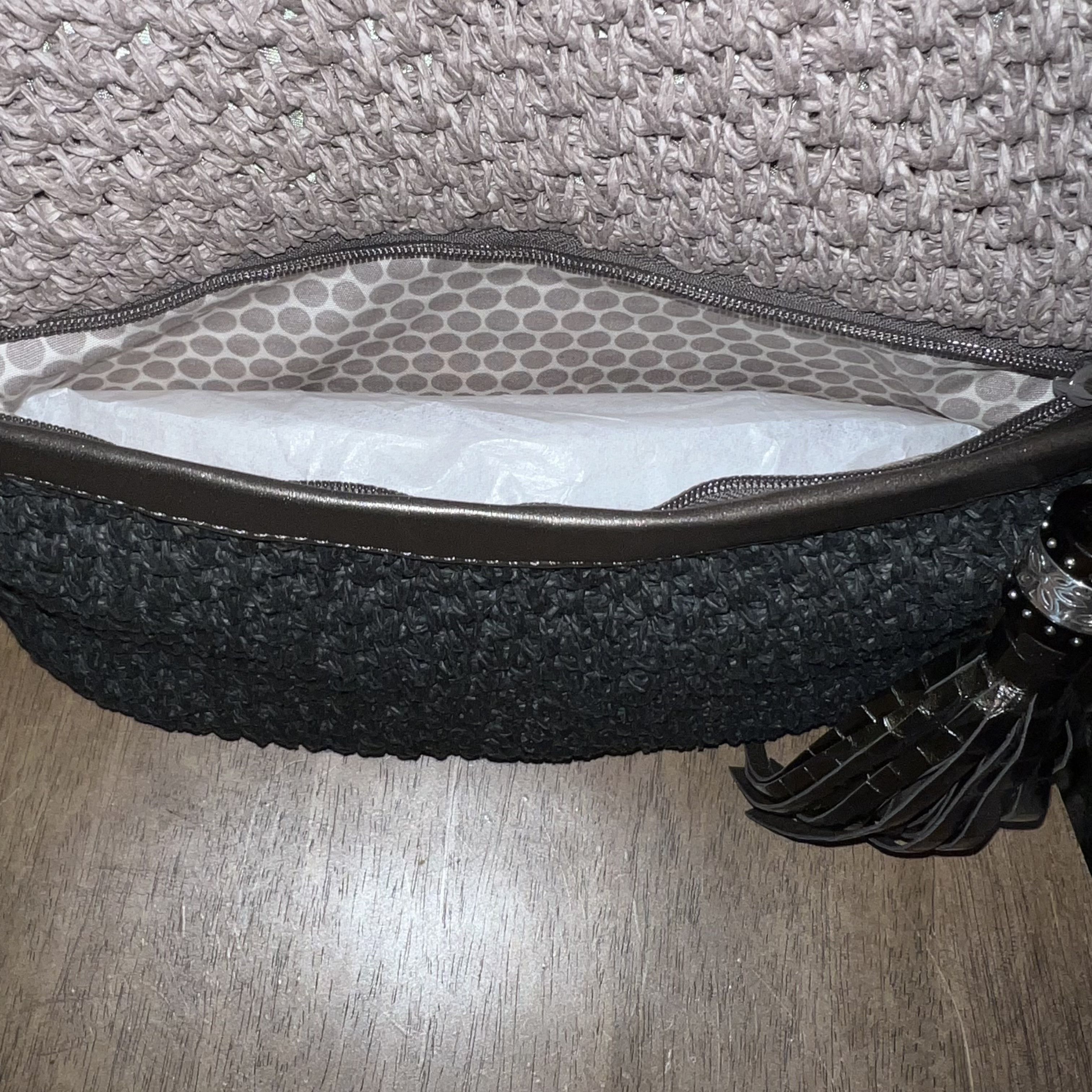 Brighton NWOT Brighton Woven Black and Taupe Woven Crossbody Hobo Bag Size ONE SIZE - 8 Thumbnail