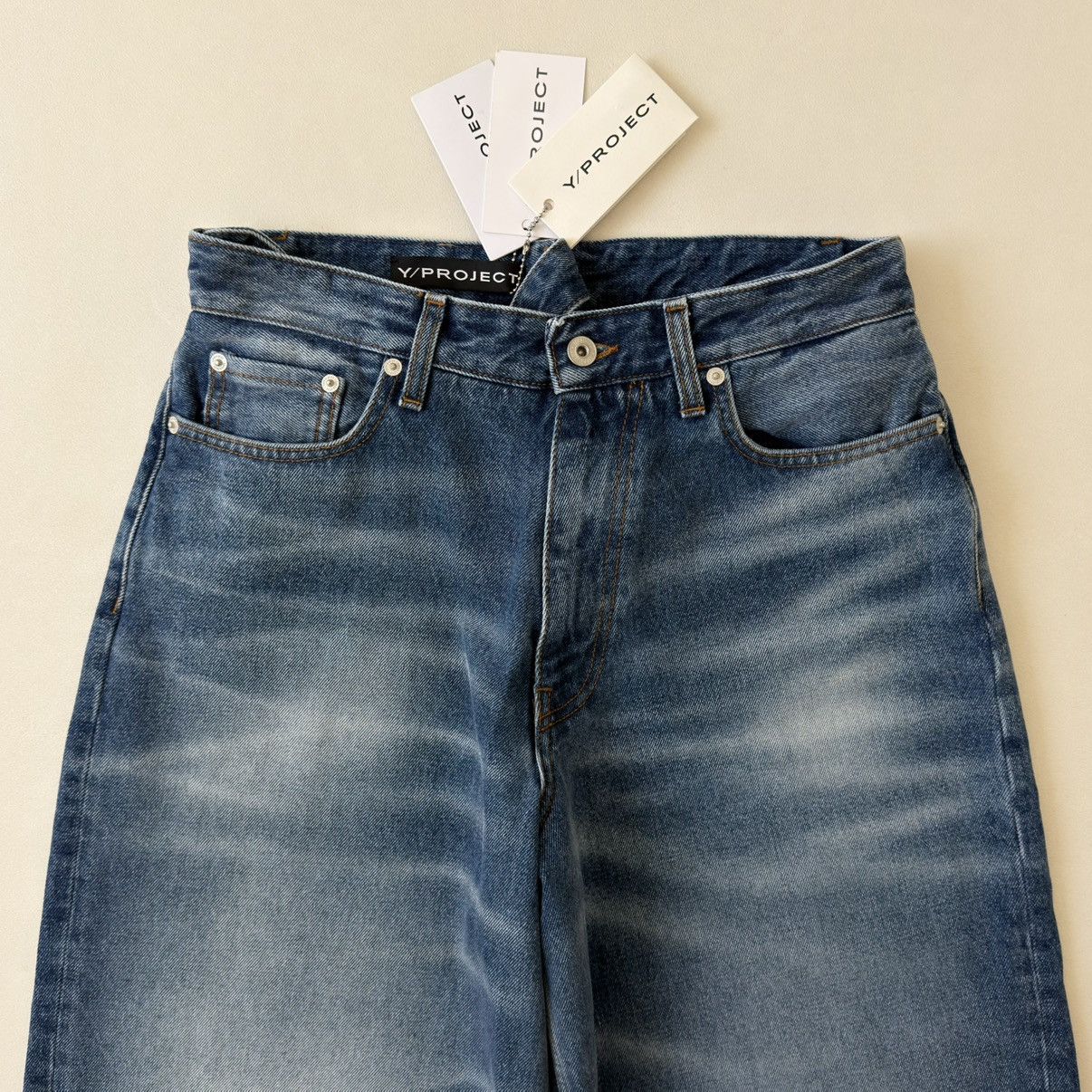Y/Project A/W 23 ‘’Whiskers Mid Blue’ Washed Jeans Size US 32 / EU 48 - 7 Thumbnail
