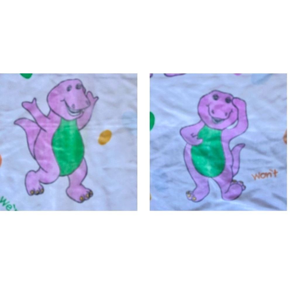 Vintage Vtg 90's Barney Twin Flat Sheet USA Bibb Co 65" L X 42" W Pu Size ONE SIZE - 4 Thumbnail