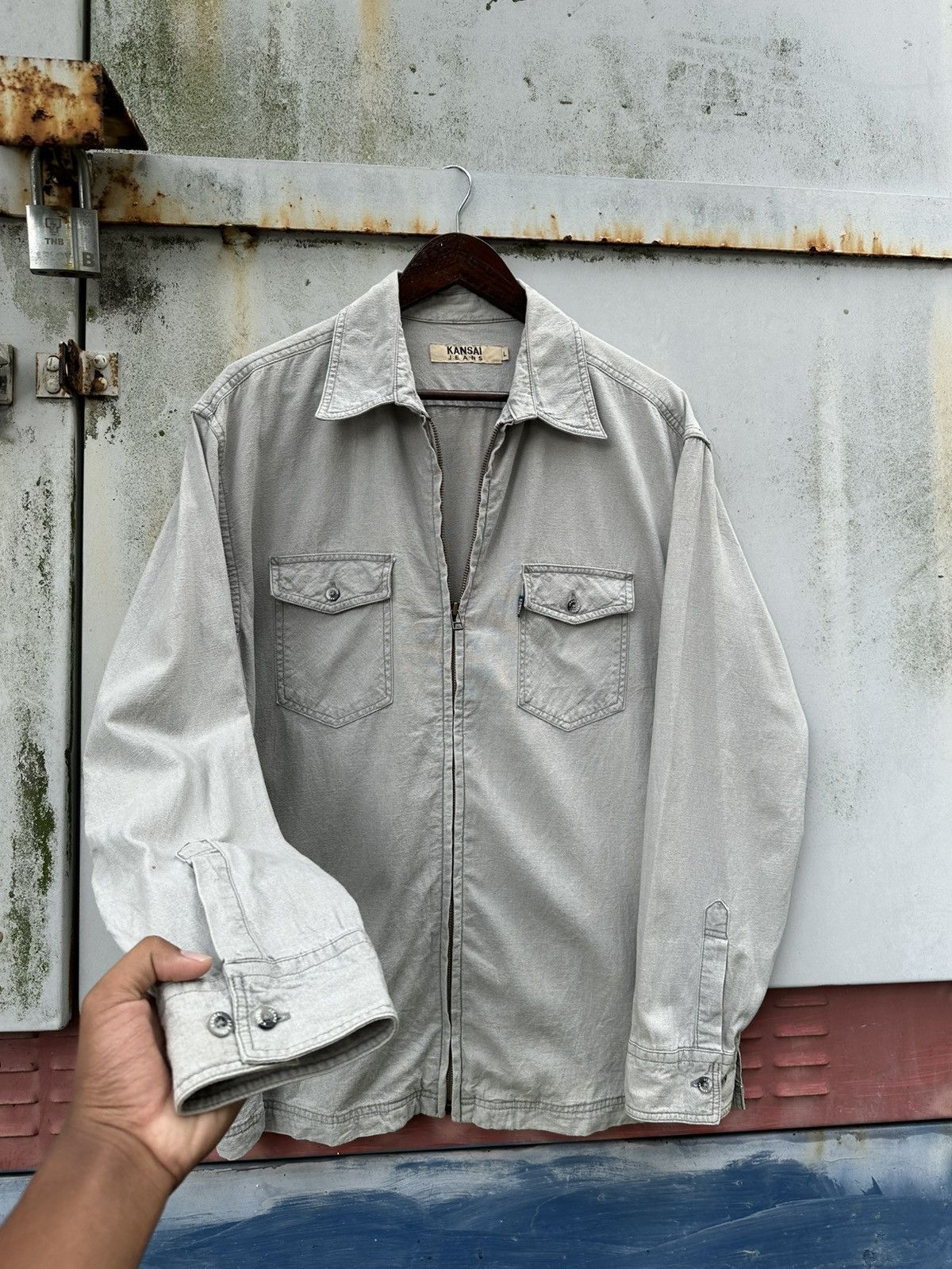 Kansai Yamamoto 👹Vintage 90s Kansai Yamamoto Zipper Shirt Size US L / EU 52-54 / 3 - 7 Thumbnail