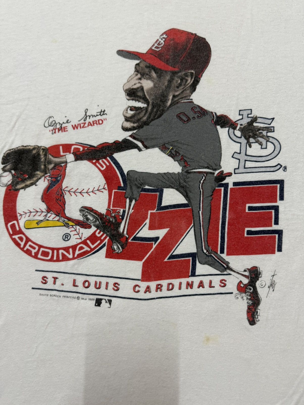 Salem Sportswear Vintage 1988 0zzie The Wizard Smith st.Louis Cardinal Tshirt Size US L / EU 52-54 / 3 - 5 Thumbnail