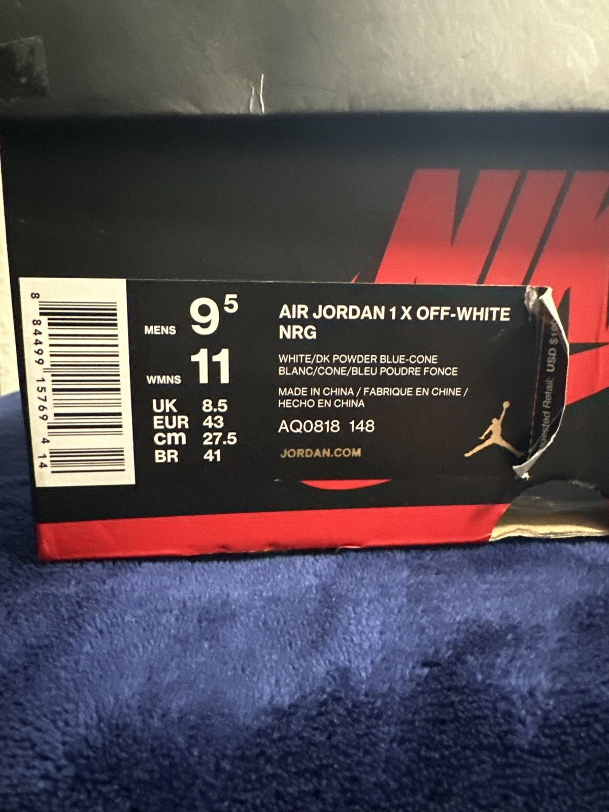 Off-White AIR JORDAN 1 x OFF-WHITE UNC Size US 9.5 / EU 42-43 - 7 Thumbnail