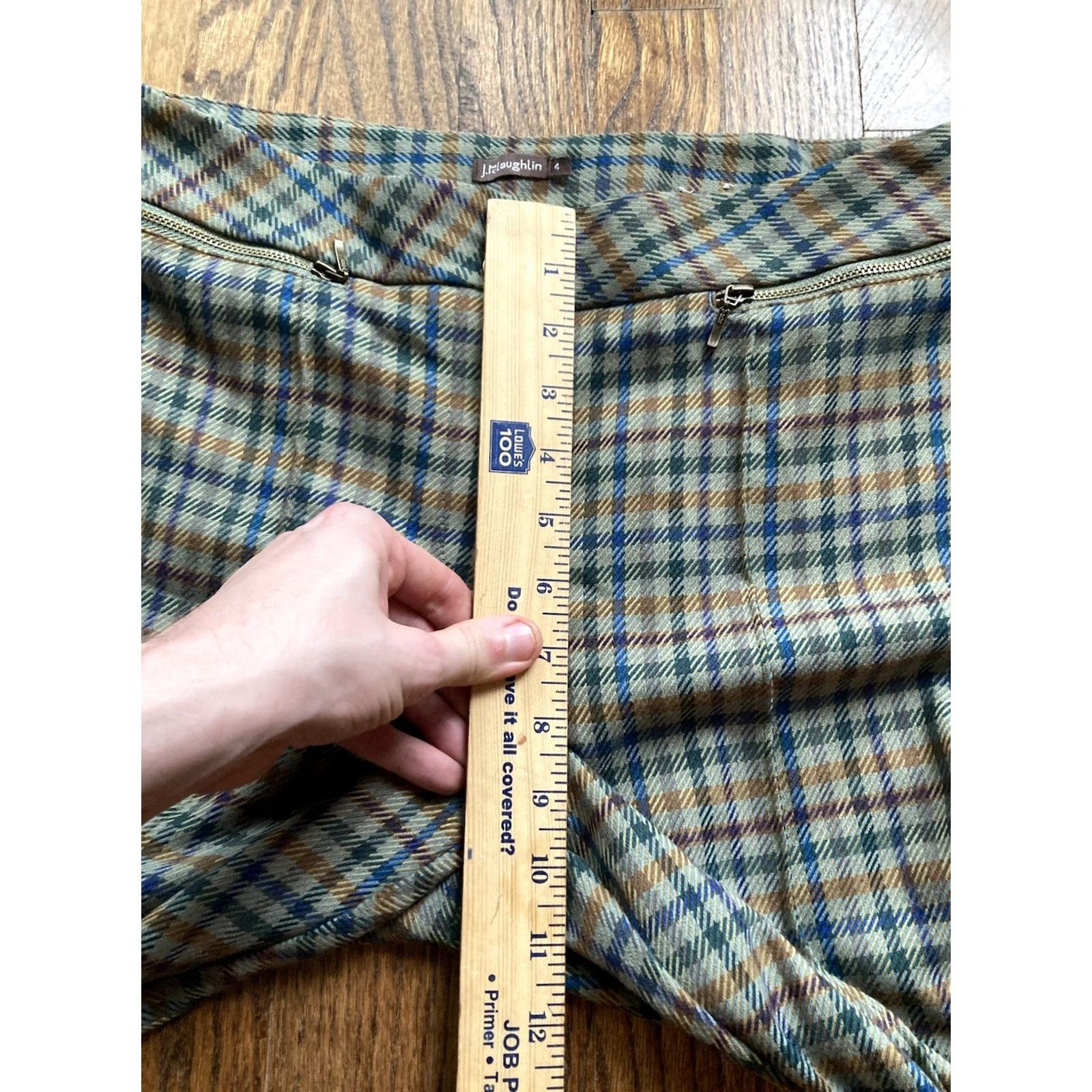 J.McLaughlin J McLaughlin Pants Womens Size 4 Green Houndstooth Plaid Stretch Office Size 27" / US 4 / IT 40 - 4 Thumbnail